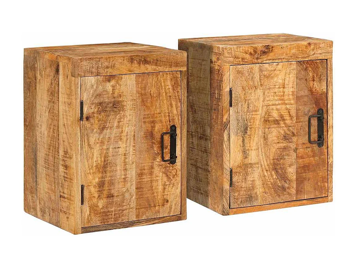 Table de chevet 2 pcs Marron Bois de mangue massif