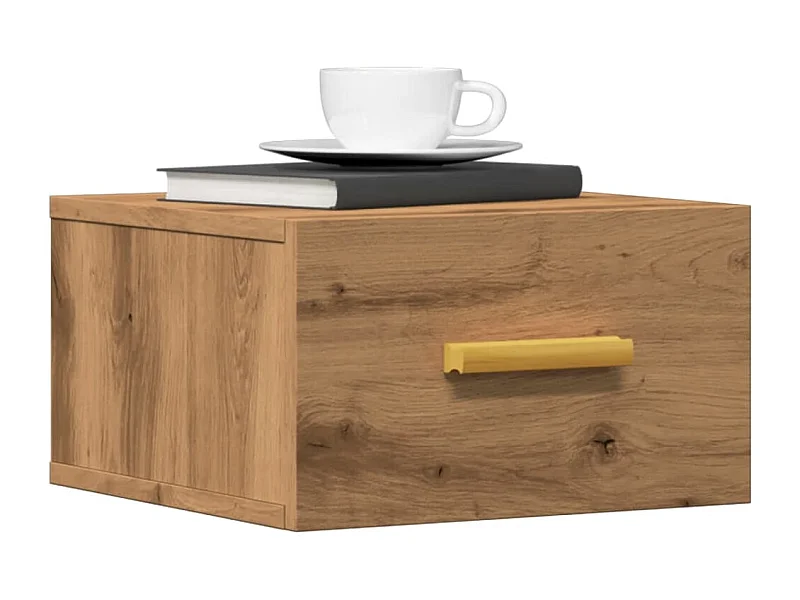 Comodini da parete 2 pezzi in rovere artigianale 35x35x20 cm