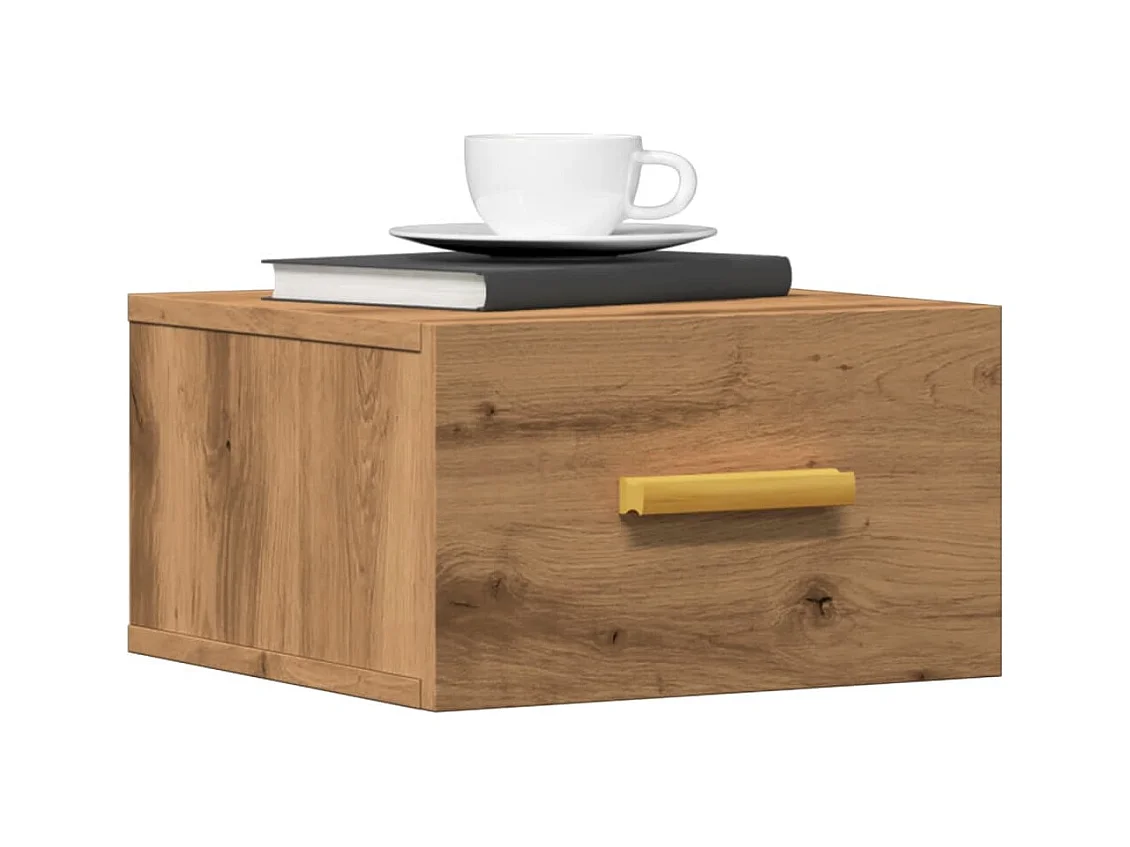 Comodini da parete 2 pezzi in rovere artigianale 35x35x20 cm