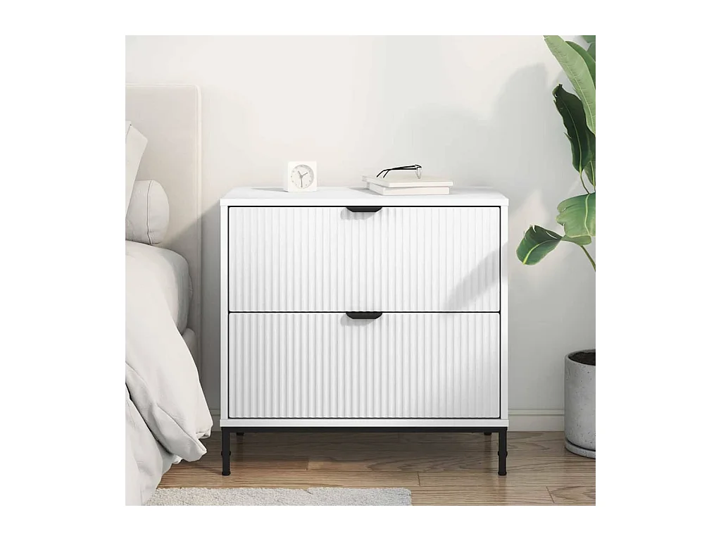 Mesita de noche Blanca 63,5 x 36 x 61 cm Madera de ingeniería