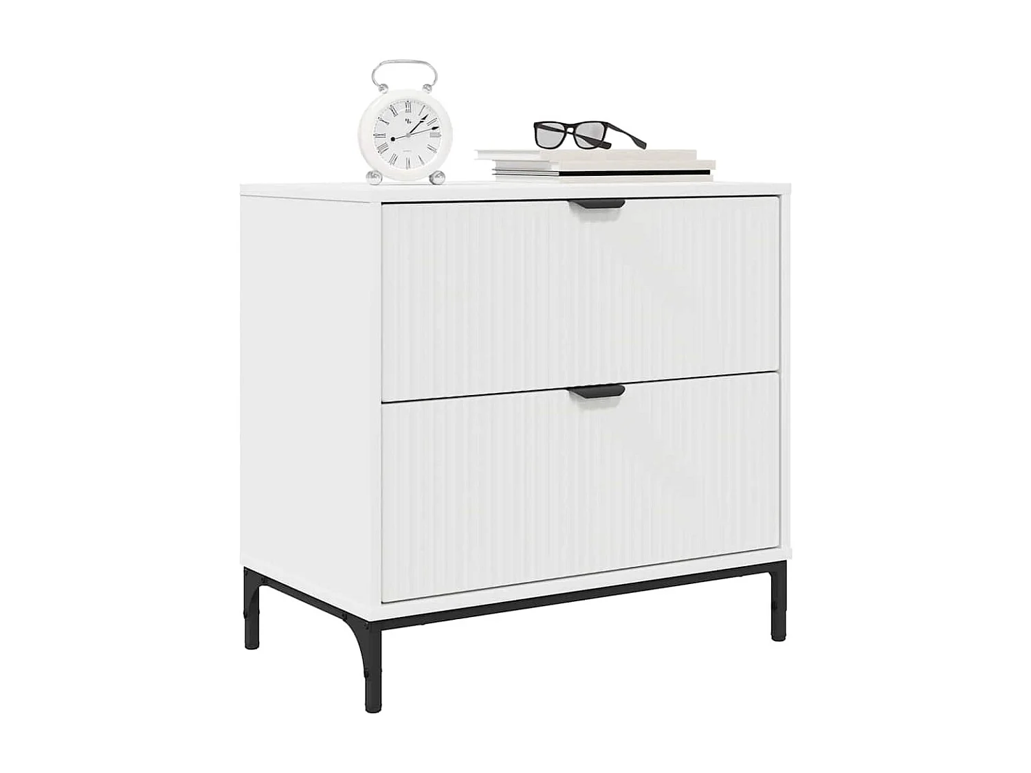 Table de chevet Blanc 63,5 x 36 x 61 cm Bois d'ingénierie