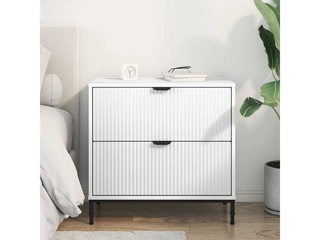 Table de chevet Blanc 63,5 x 36 x 61 cm Bois d'ingénierie