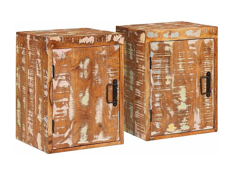 Table de chevet 2 pcs Marron Bois massif récupéré