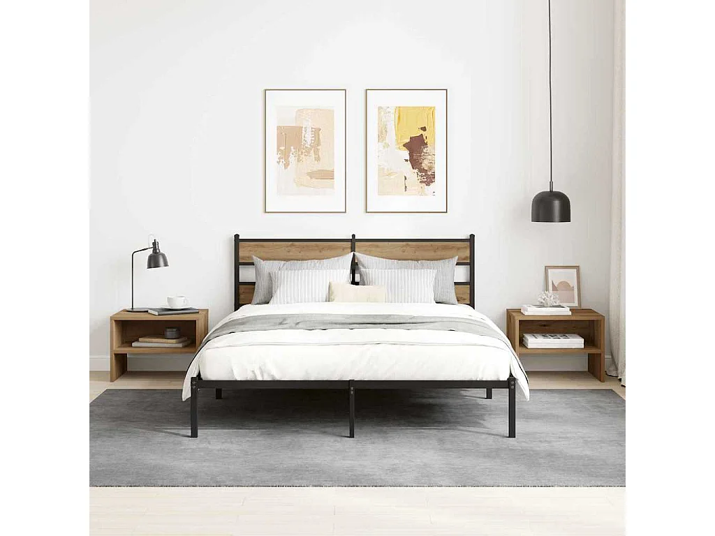 Comodino 2 pezzi in rovere fatto a mano 40 x 40 x 30 cm