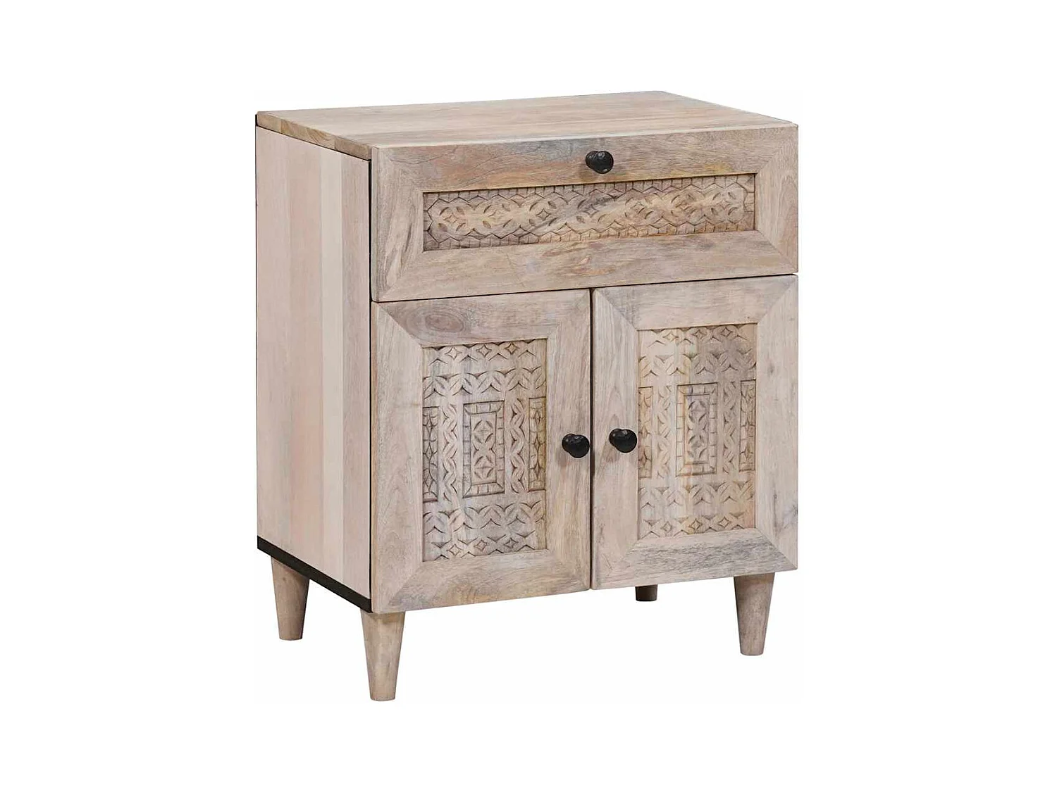 Table de chevet Beige 50 x 33 x 60 cm bois de manguier massif