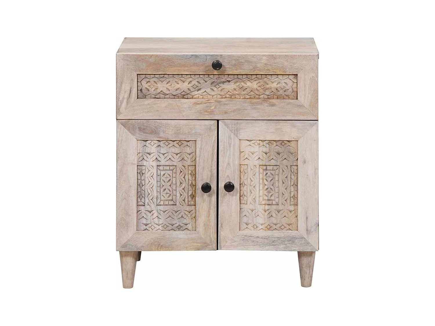 Table de chevet Beige 50 x 33 x 60 cm bois de manguier massif