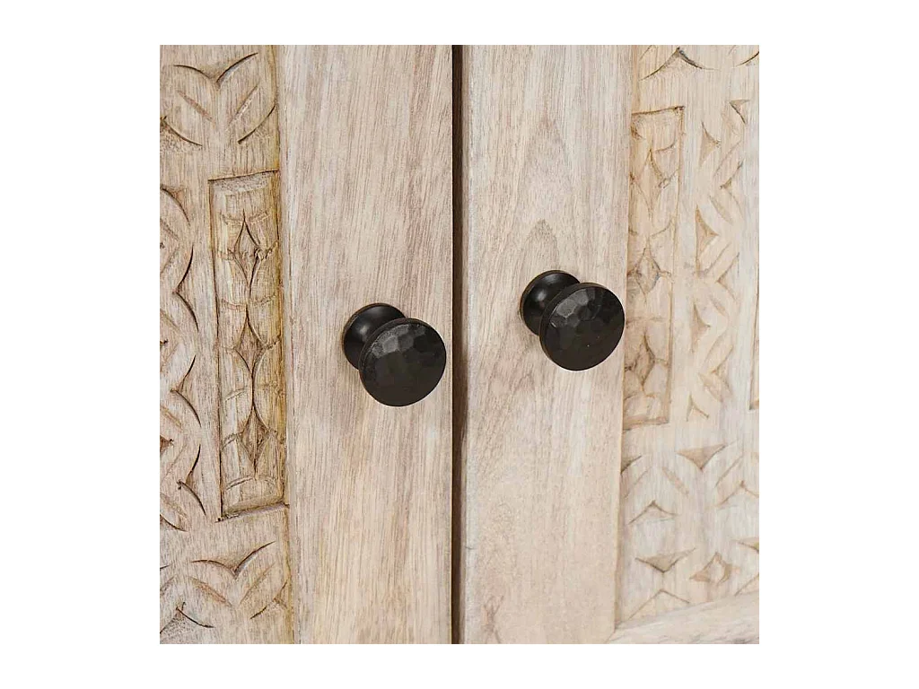 Table de chevet Beige 50 x 33 x 60 cm bois de manguier massif