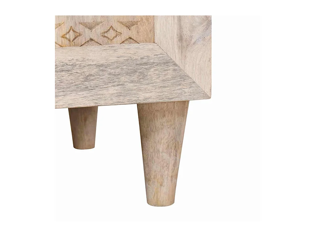 Table de chevet Beige 50 x 33 x 60 cm bois de manguier massif