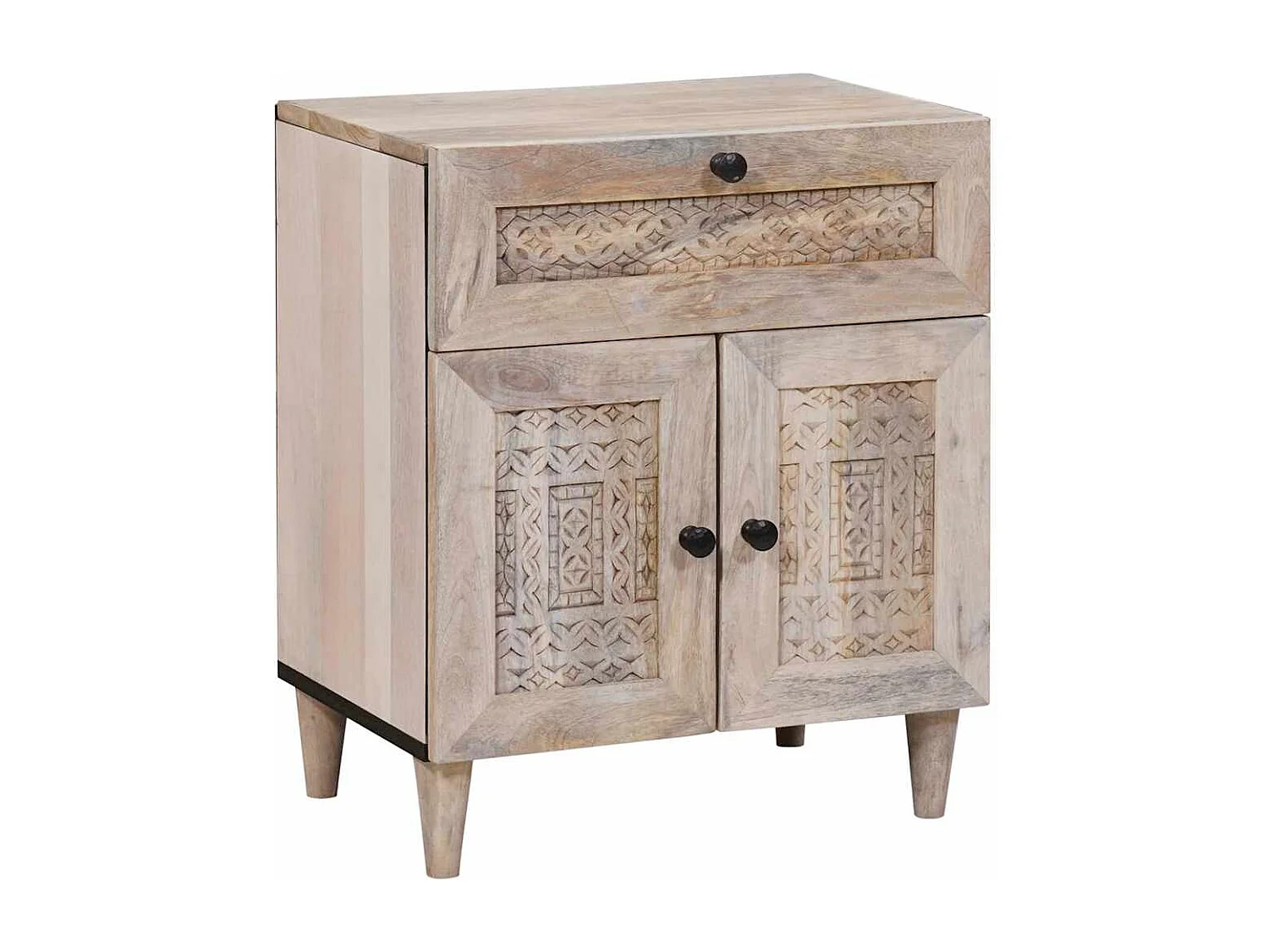 Beige nachtkastje 50 x 33 x 60 cm massief mangohout