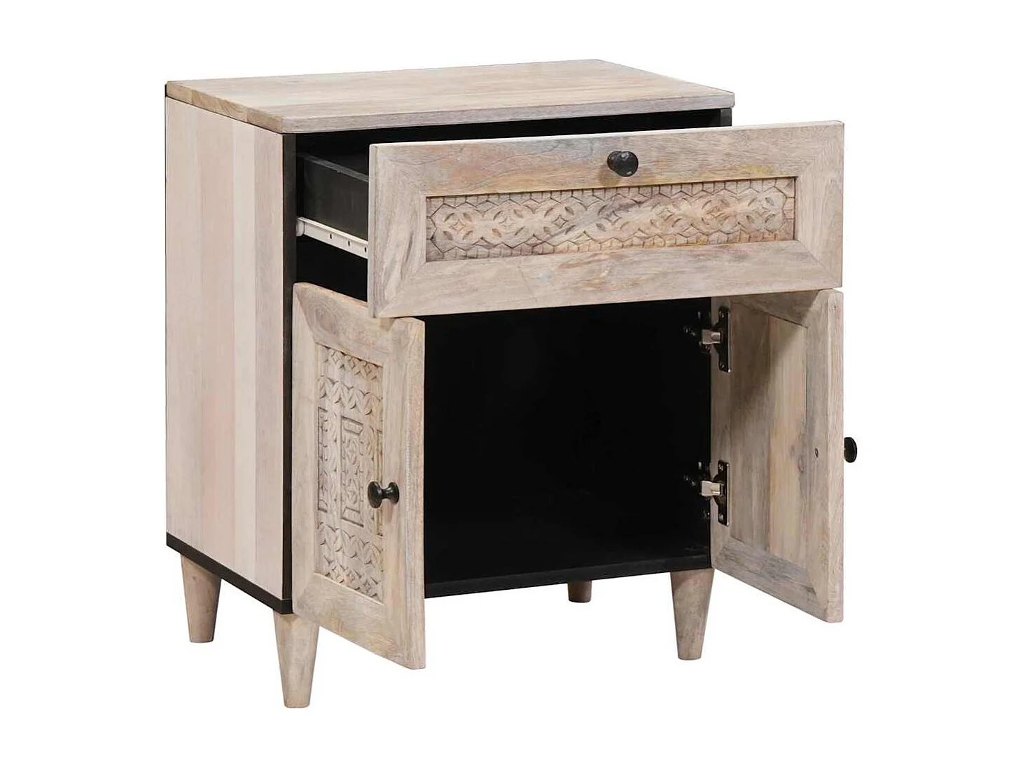 Beige nachtkastje 50 x 33 x 60 cm massief mangohout