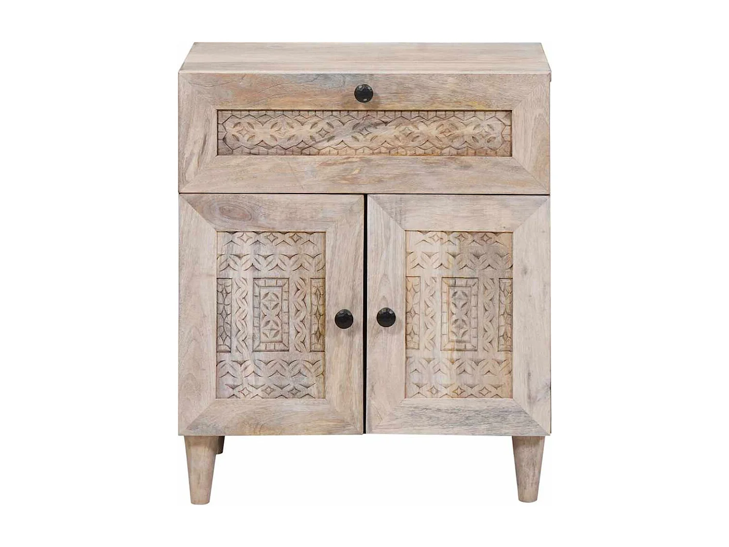 Beige nachtkastje 50 x 33 x 60 cm massief mangohout