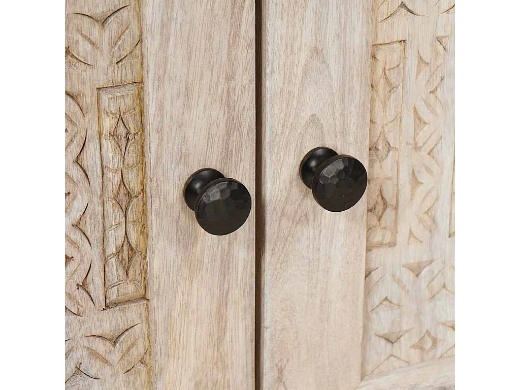 Beige nachtkastje 50 x 33 x 60 cm massief mangohout