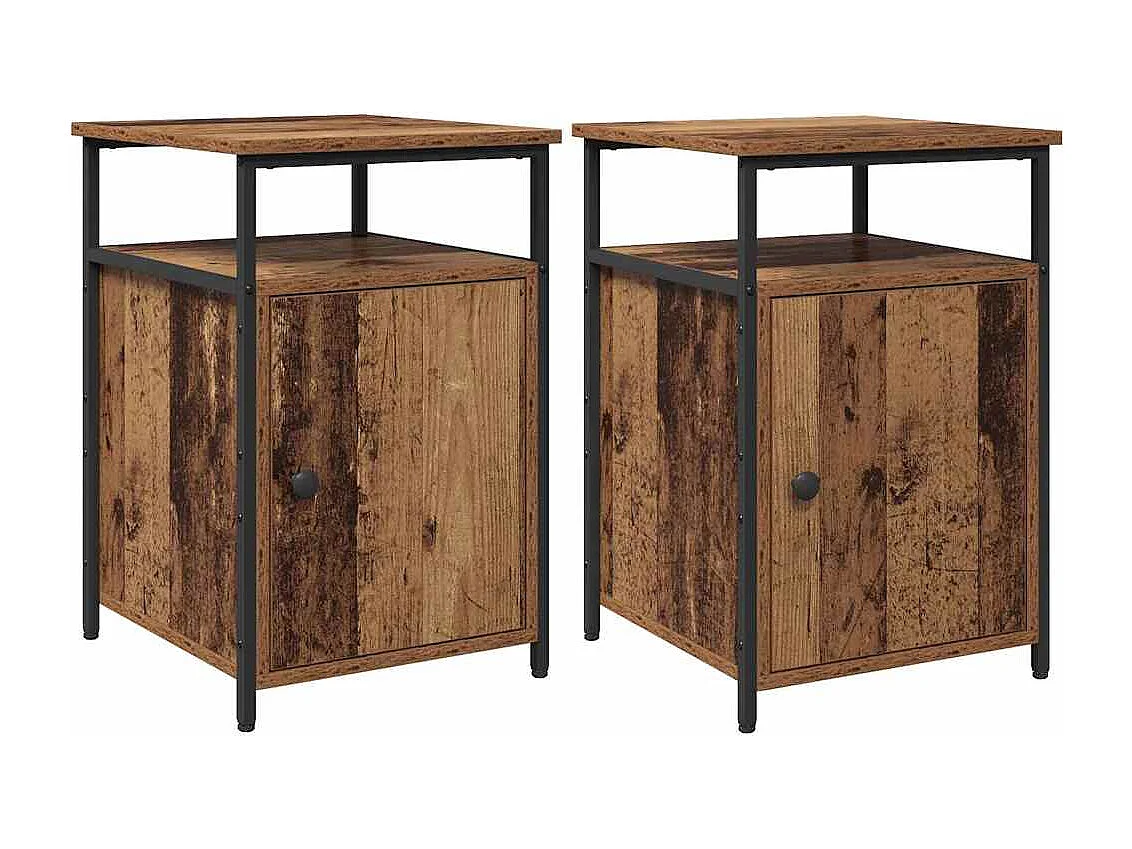 Cabinet de chevet 2 pcs Vieux bois Bois d'ingénierie