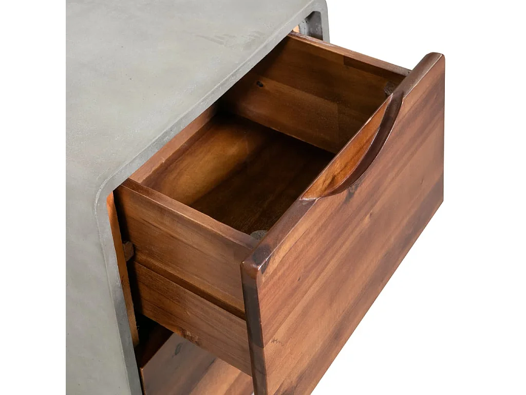 Comodino in legno massello di acacia 40 x 30 x 50 cm