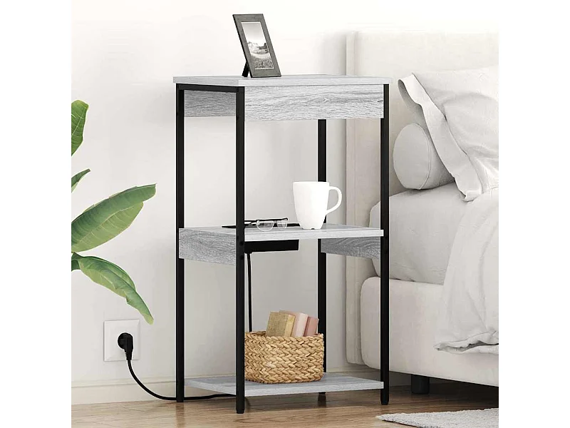 Table de nuit avec station de chargement Sonoma gris