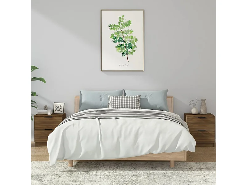 Comodini 2 pezzi in legno ingegnerizzato color rovere marrone