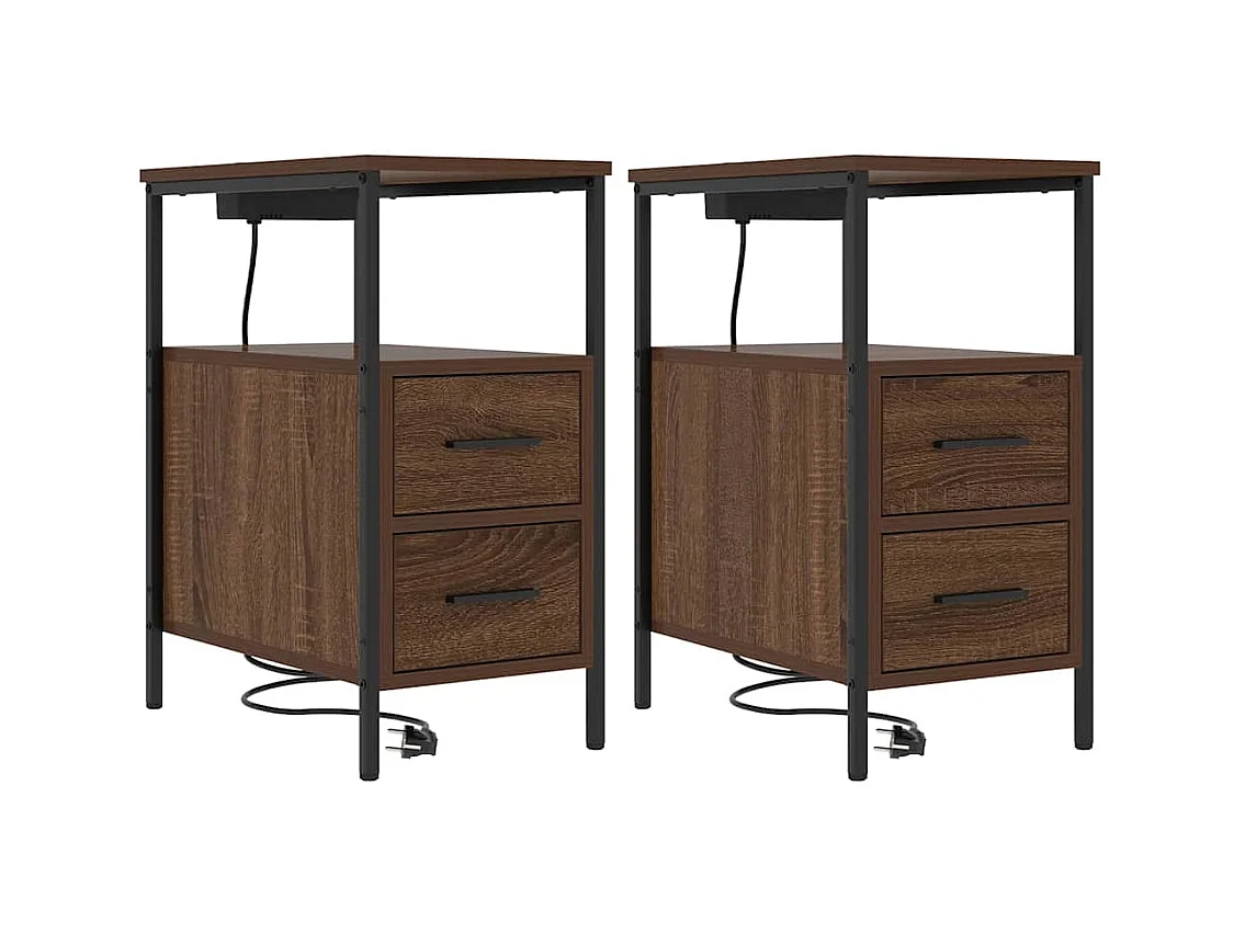 Mesitas de noche 2 uds Roble marrón 30 x 48 x 61 cm