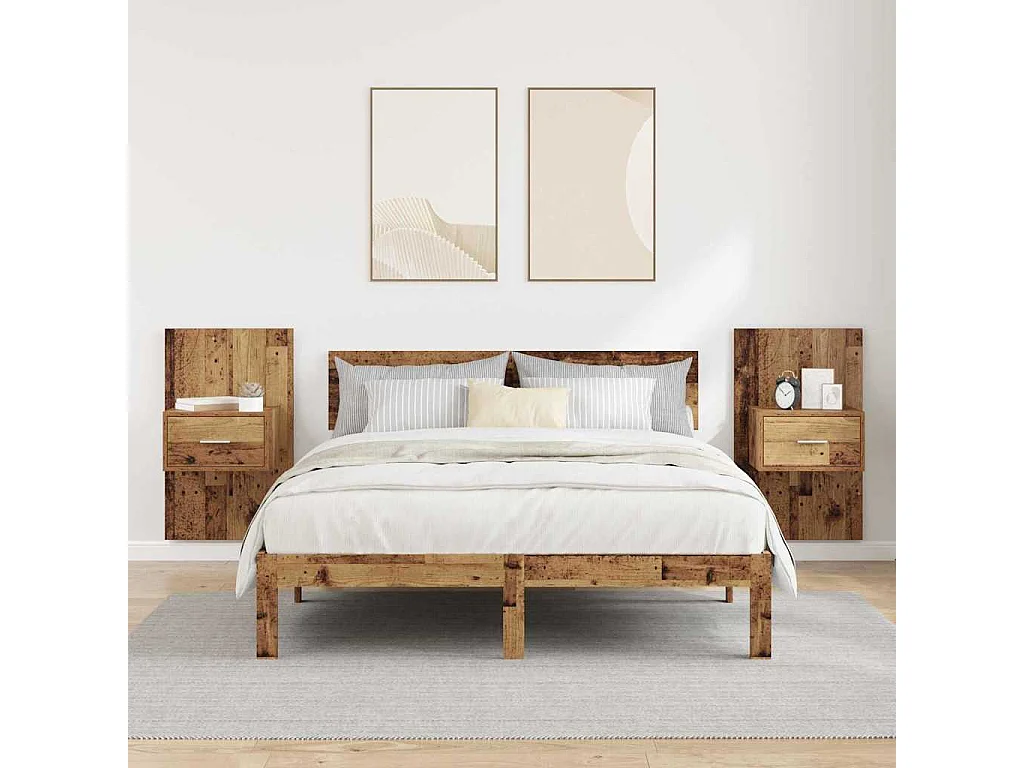 Armoire de lit 2 pcs Bois ancien 48,5 x 32,5 x 80 cm