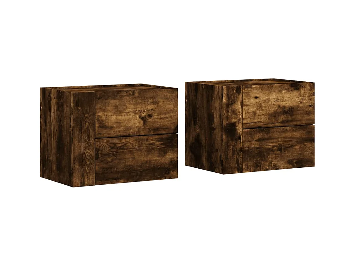 Comodini da parete 2 pz rovere affumicato 45x30x35 cm