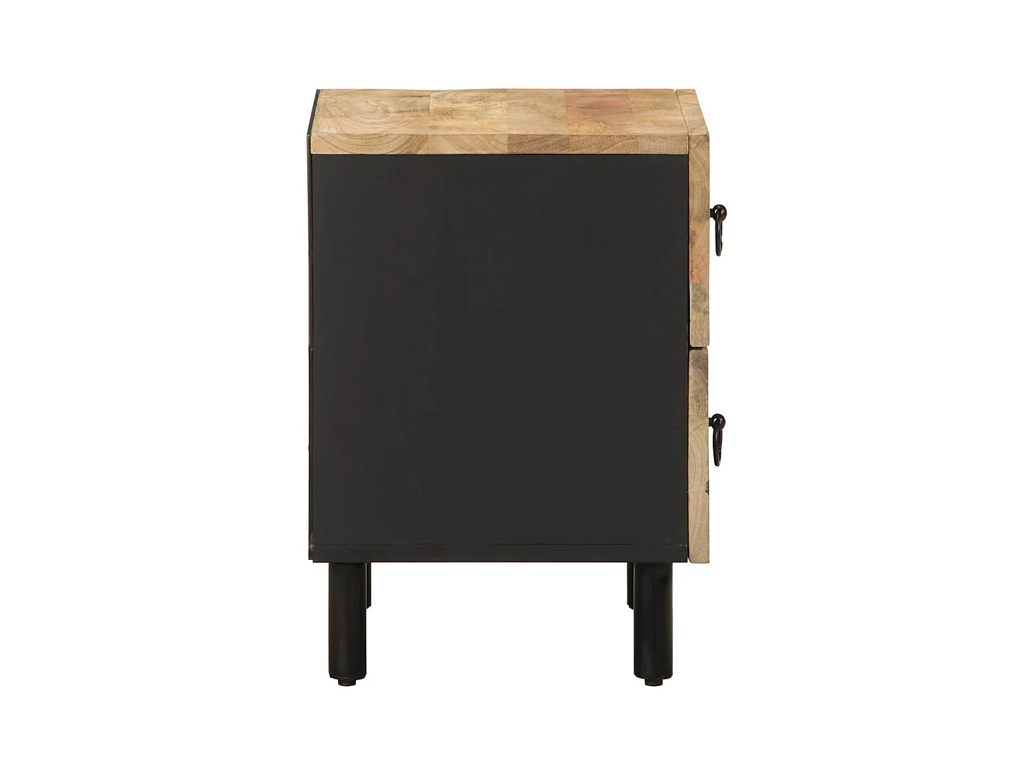 Comodini 2 pezzi in legno massello di mango grezzo nero