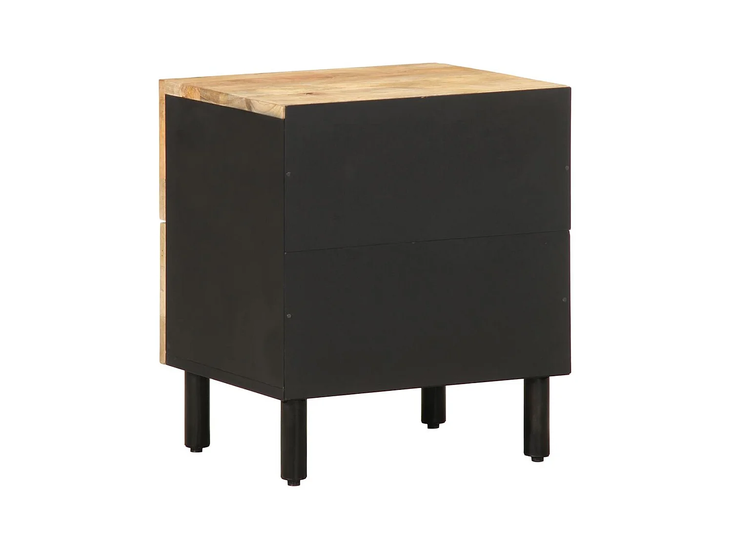 Comodini 2 pezzi in legno massello di mango grezzo nero