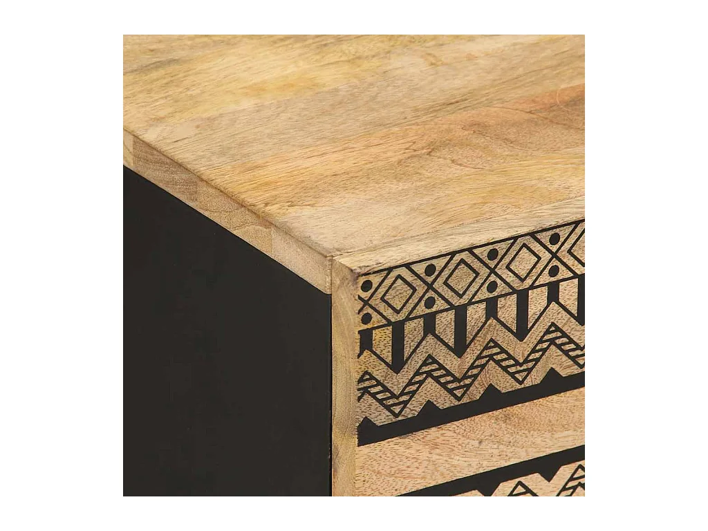 Comodini 2 pezzi in legno massello di mango grezzo nero