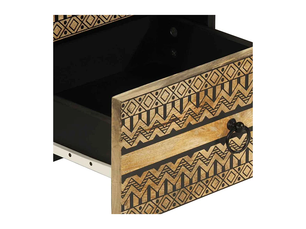 Comodini 2 pezzi in legno massello di mango grezzo nero