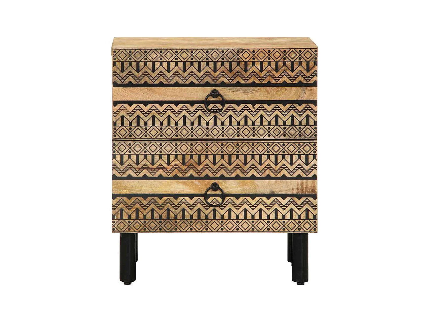 Tables de chevet 2 pcs noir bois de manguier massif brut