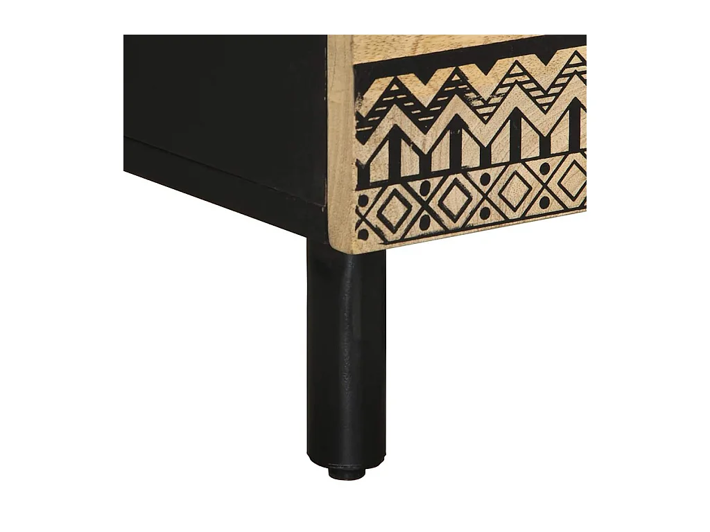 Tables de chevet 2 pcs noir bois de manguier massif brut