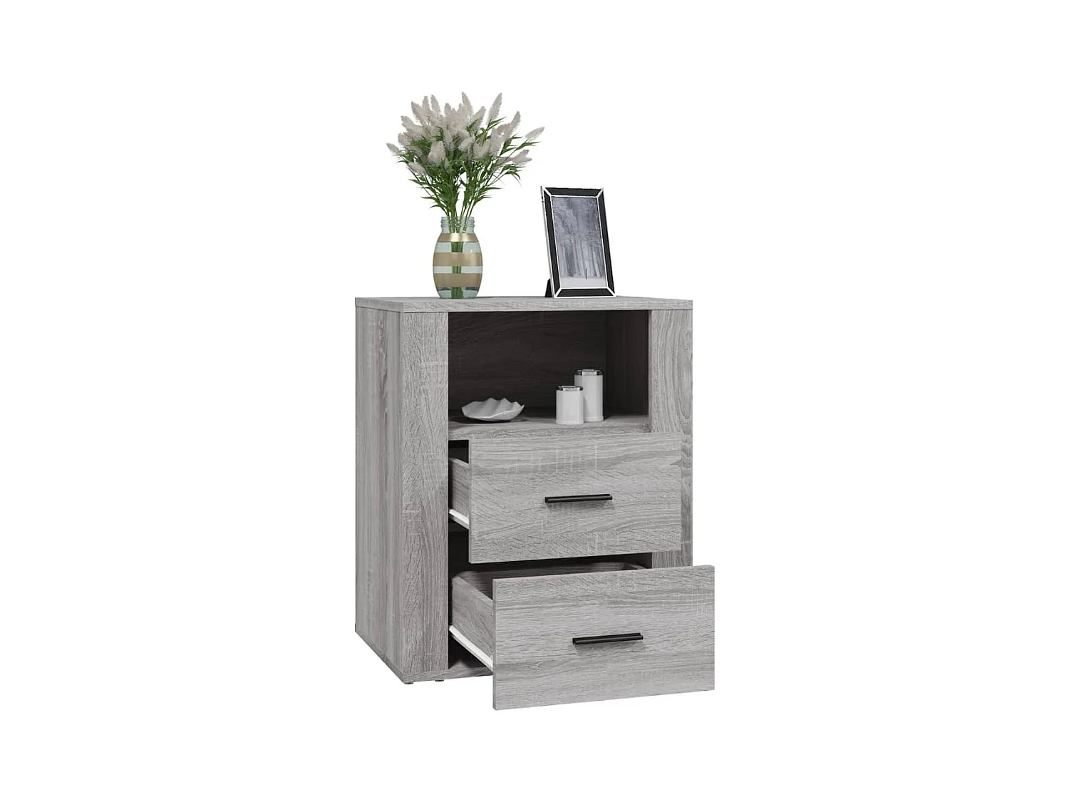 Mesita de noche Sonoma gris 50x36x60 cm Madera de ingeniería