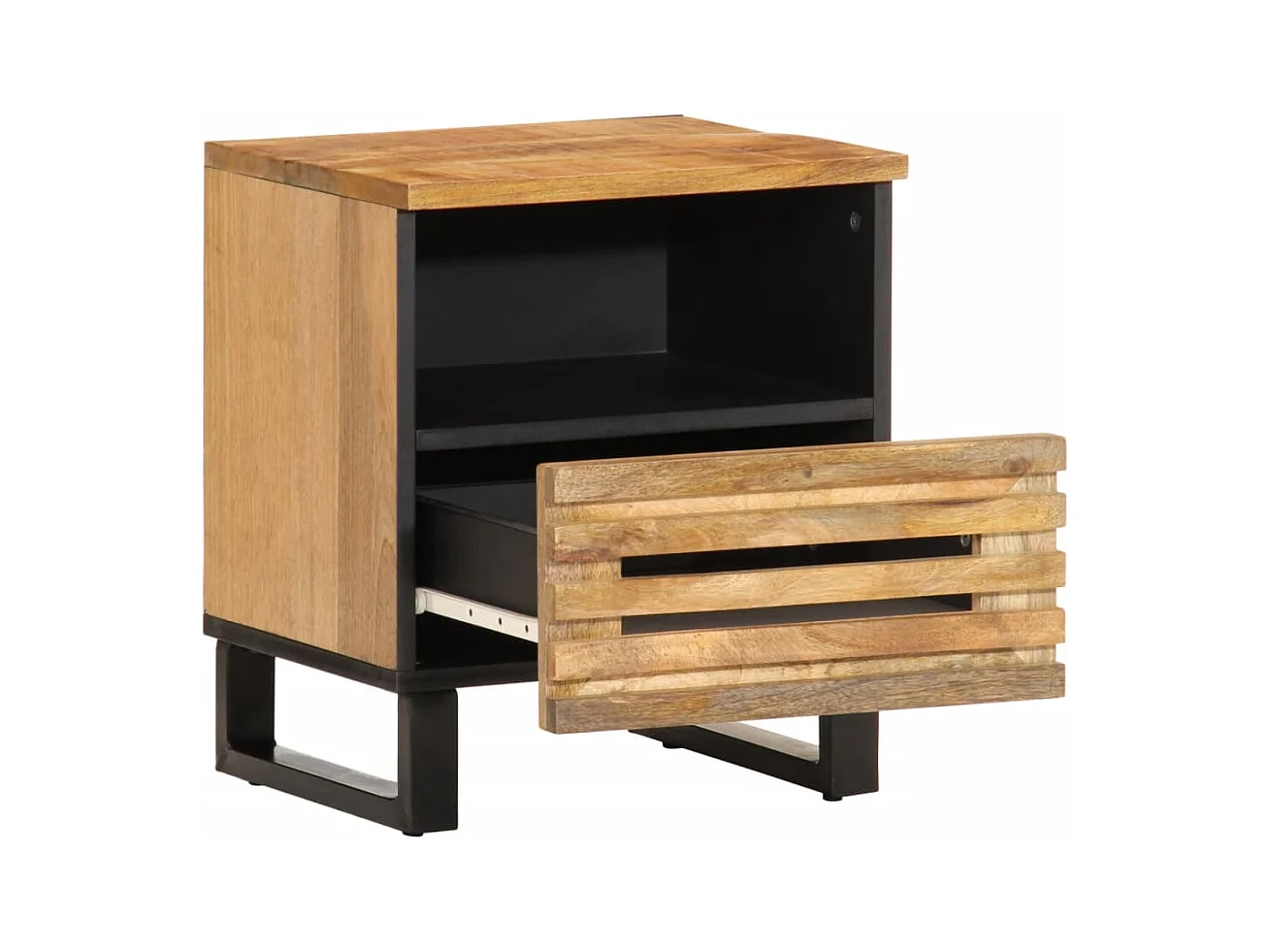 Mesitas de noche 2 uds 40x34x46 cm madera maciza de mango crudo