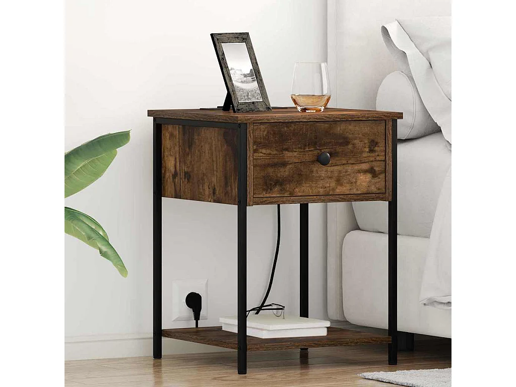 Cabinet de chevet Chêne fumé 42 x 41 x 56 cm Bois d'ingénierie