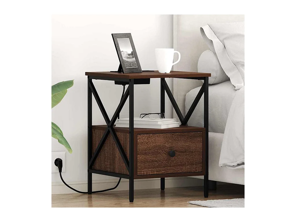 Mesilla de noche 2 piezas Roble marrón 41,5 x 40,5 x 55 cm