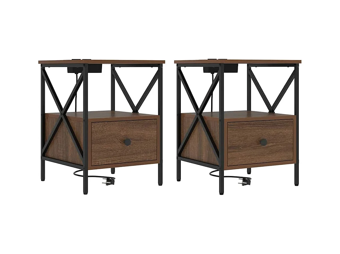 Mesilla de noche 2 piezas Roble marrón 41,5 x 40,5 x 55 cm