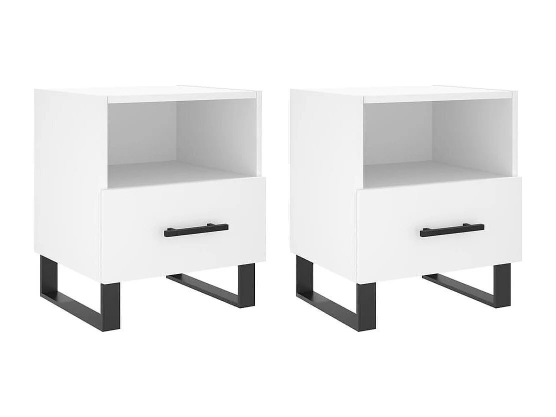 Tables de chevet 2 pcs blanc 40x35x47,5 cm bois d’ingénierie