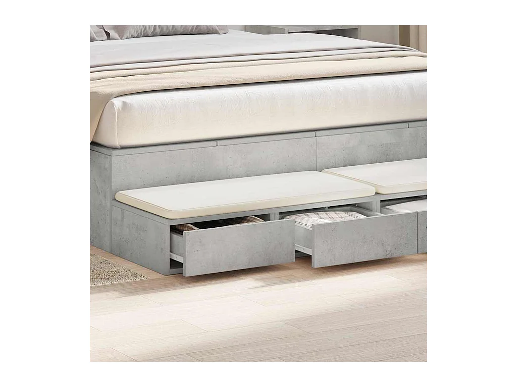 Bedlade met lade Betongrijs 160 x 36,5 x 16,5 cm