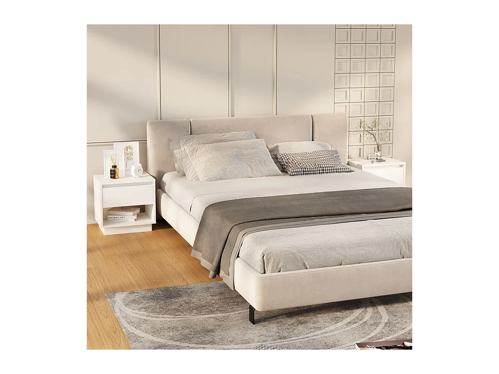 Nachtkastjes 2 stuks Wit 45x34x44 cm bewerkt hout