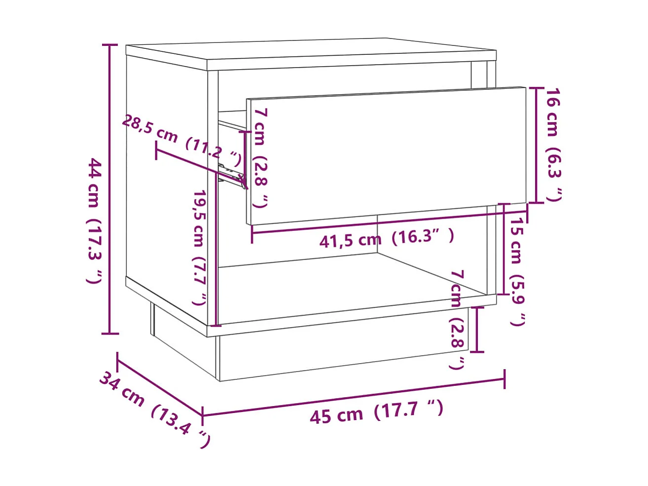 Tables de chevet 2 pcs Blanc 45x34x44 cm bois d'ingénierie