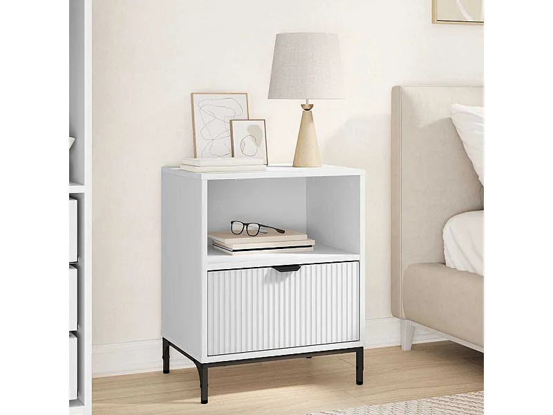 Comodino bianco 49 x 36 x 61 cm in legno ingegnerizzato