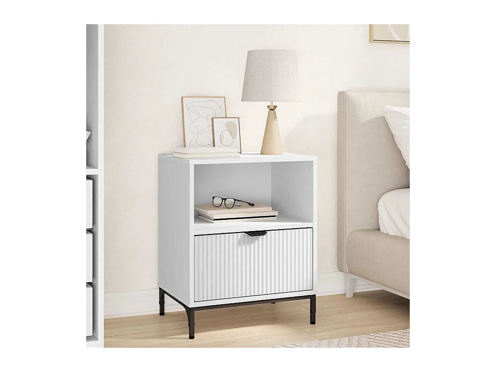 Comodino bianco 49 x 36 x 61 cm in legno ingegnerizzato