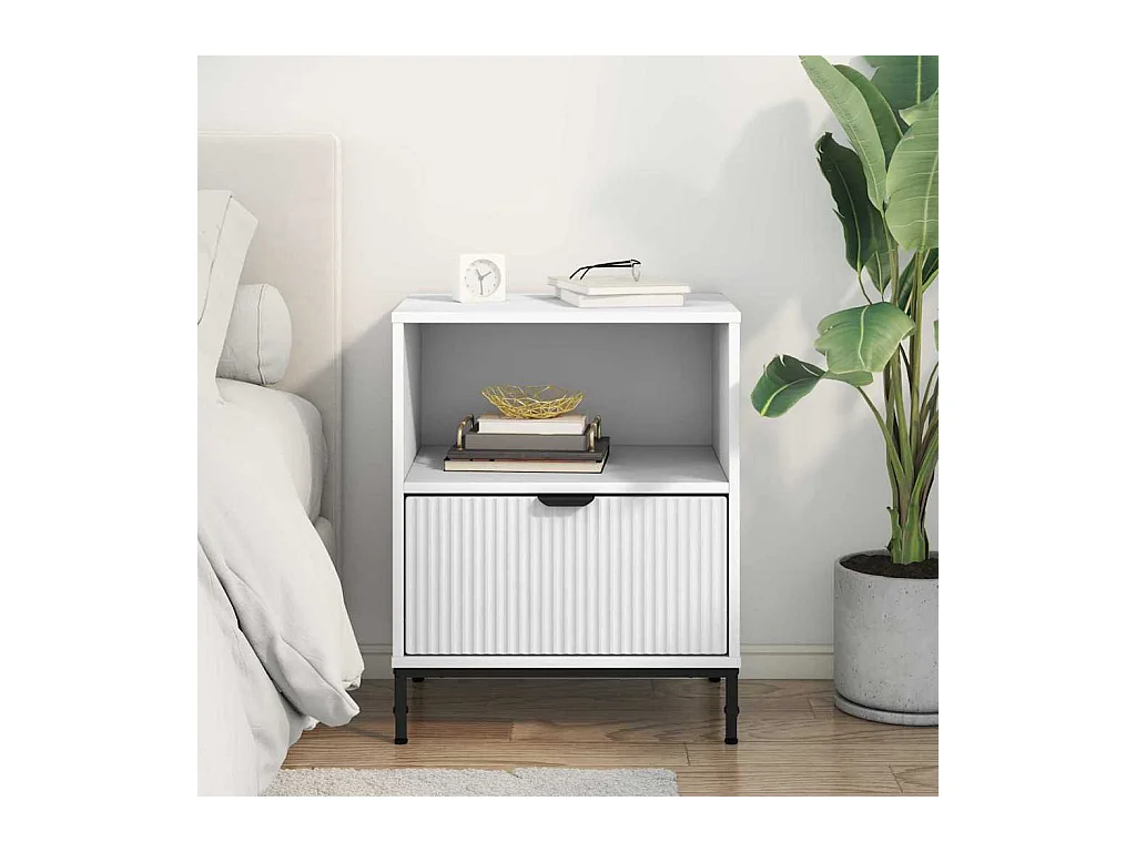 Comodino bianco 49 x 36 x 61 cm in legno ingegnerizzato