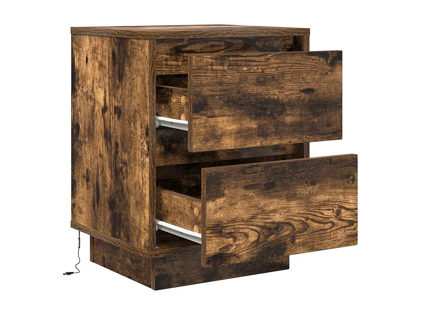 Tables de chevet avec lumières LED 2pcs chêne fumé 38x34x50 cm