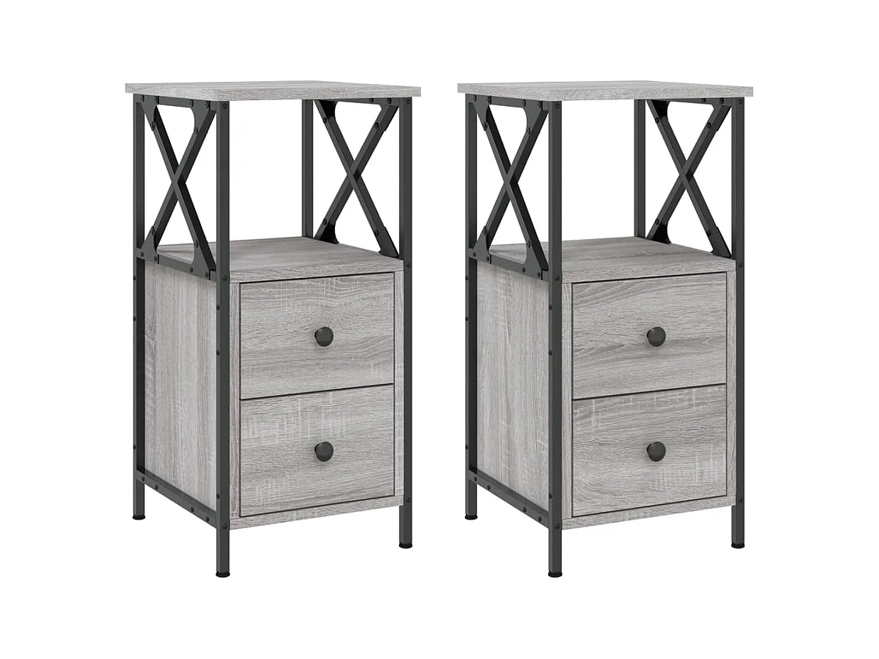 Mesitas de noche 2 piezas gris sonoma 34x35,5x70cm madera de ingeniería