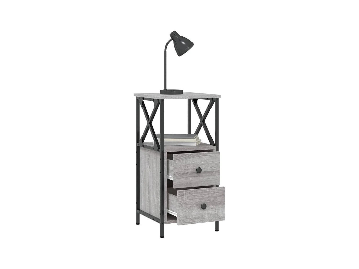 Mesitas de noche 2 piezas gris sonoma 34x35,5x70cm madera de ingeniería