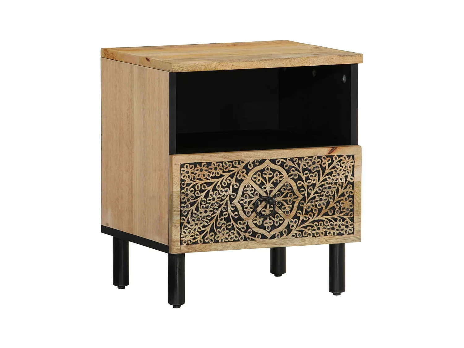 Mesita de noche 40x33x46 cm Madera maciza de mango