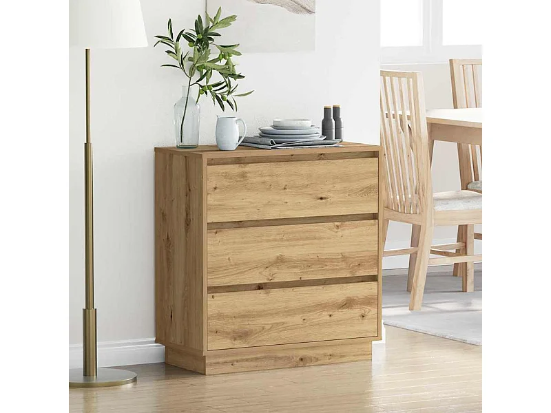 Comodino con cassetto, rovere lavorato a mano, 71 x 34,5 x 75 cm