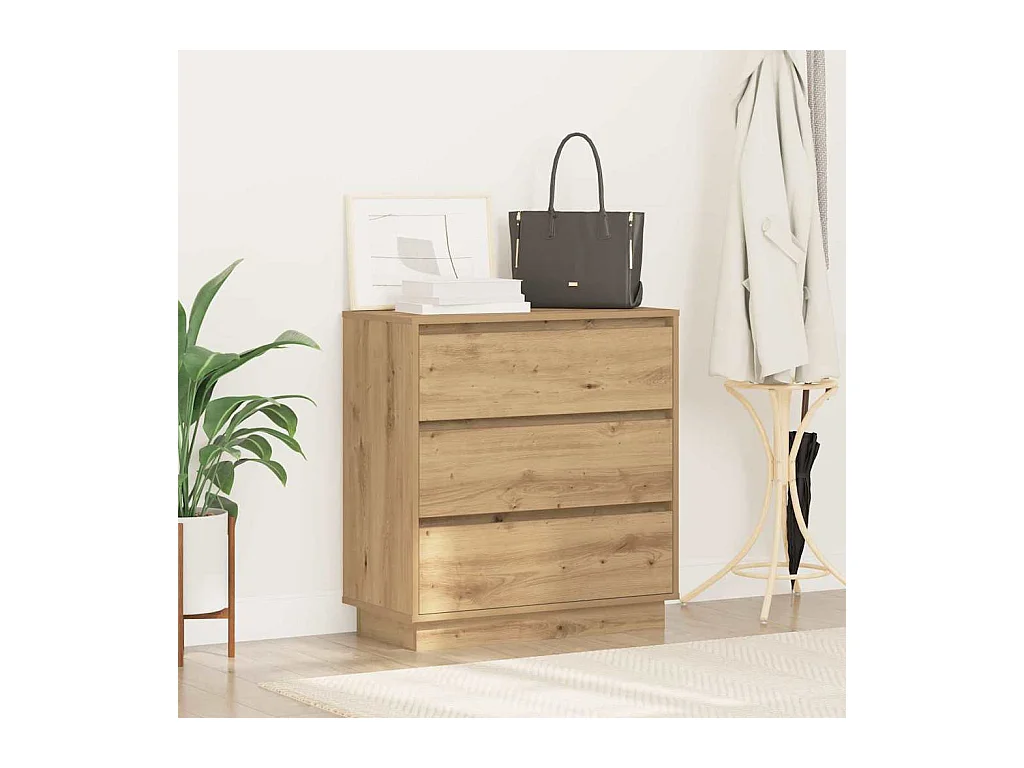 Comodino con cassetto, rovere lavorato a mano, 71 x 34,5 x 75 cm