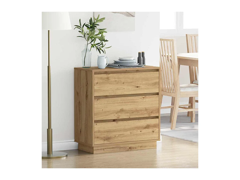 Cabinet de chevet avec tiroir chêne artisanal 71 x 34.5 x 75 cm