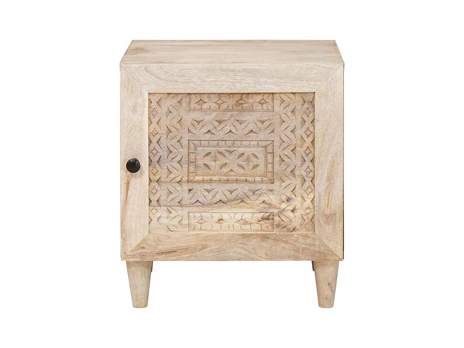 Comodino beige 40 x 33 x 46 cm in legno massello di mango