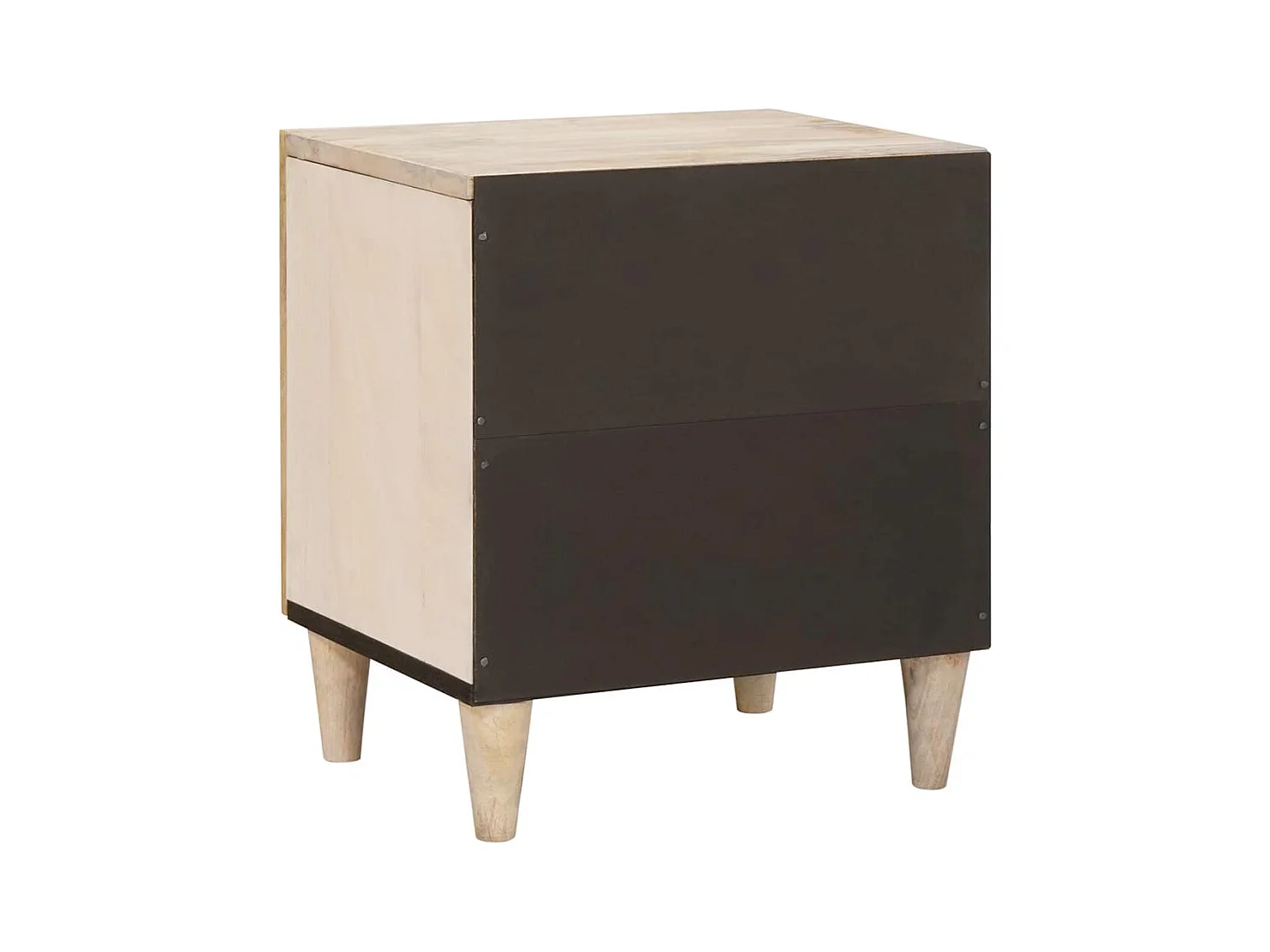 Comodino beige 40 x 33 x 46 cm in legno massello di mango